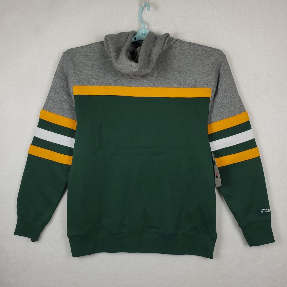 Green Bay Packers Mitchell & Ness Large Hoodie Script Logo Green Gray Yellow NWT - Picture 8 of 8